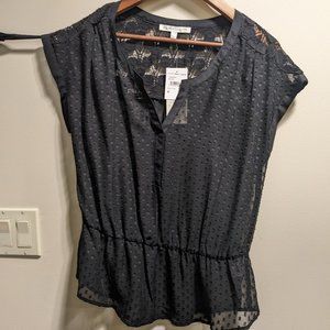 Daniel Rainn NWT Medium Black Sheer Top with attached camisole